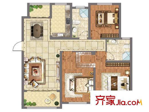 恒通藍(lán)灣國際D戶型 3室2廳2衛(wèi)1廚