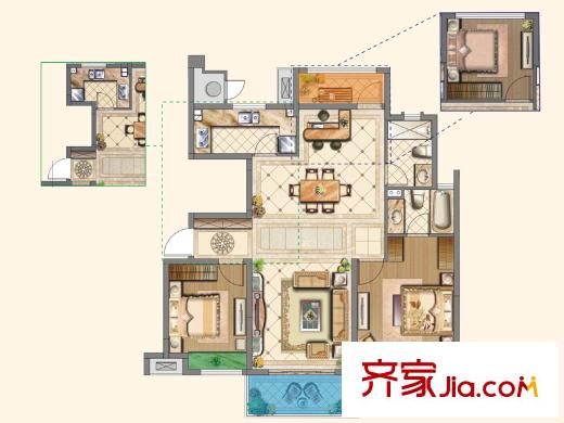 中海運(yùn)河丹堤洋房YA-c戶型 3室2廳2衛(wèi)1廚
