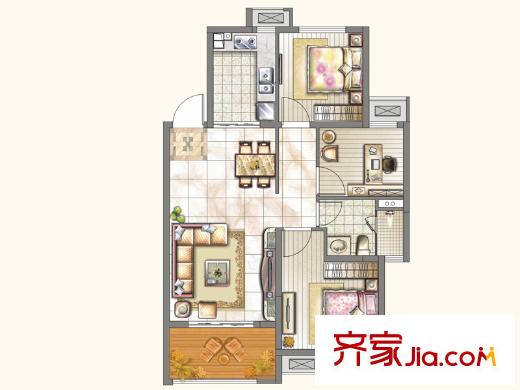 中海運(yùn)河丹堤高層GA-a戶型 3室2廳1衛(wèi)1廚