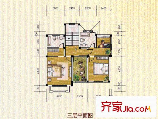 仁杰龍郡三層B1戶型 4室4廳3衛(wèi)1廚