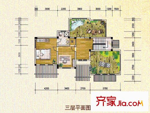 仁杰龍郡三層A戶型 4室5廳4衛(wèi)1廚