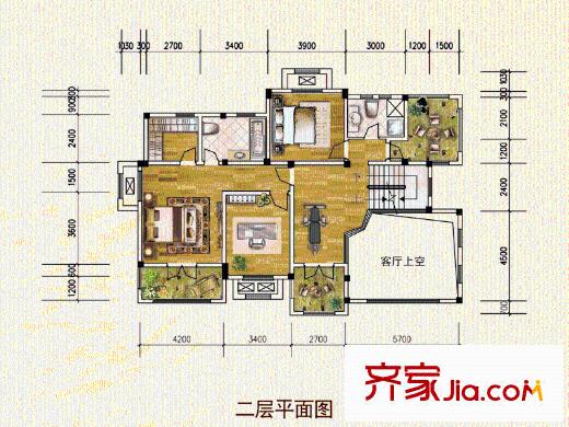 仁杰龍郡二層A戶型 4室5廳4衛(wèi)1廚