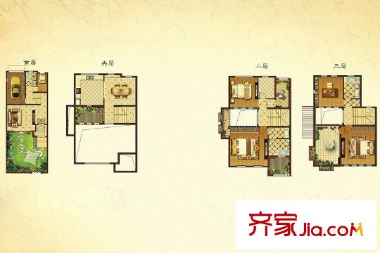仁杰龍郡二期平方米墅A戶型 4室2廳3衛(wèi)1廚