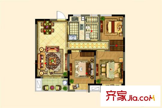 四季金輝B1戶型 3室2廳1衛(wèi)1廚