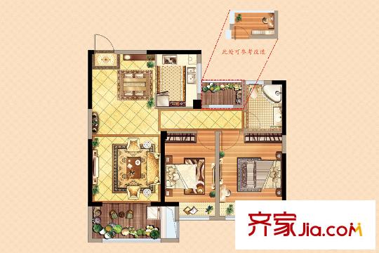 揚州萬達廣場A1戶型 2室2廳1衛(wèi)1廚