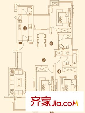 深物業(yè)湖畔御景C戶型 3室2廳2衛(wèi)1廚