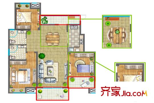 香堤春曉二戶型 3室2廳2衛(wèi)1廚