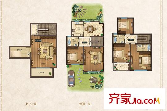 月城熙庭疊加別墅A-1戶型 5室3廳3衛(wèi)1廚