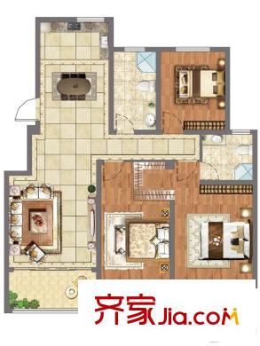 恒通藍(lán)灣國際E戶型 3室2廳2衛(wèi)1廚