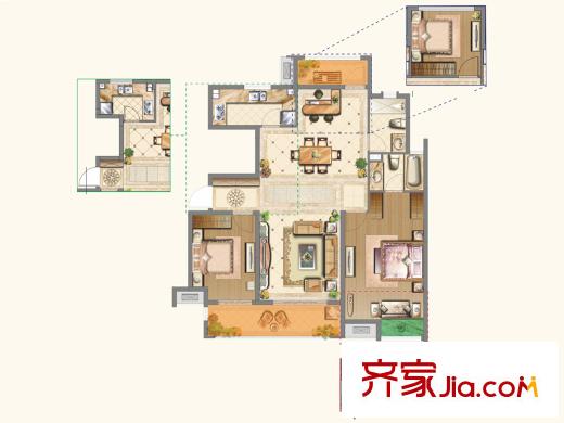 中海運(yùn)河丹堤洋房YA-a戶型 3室2廳2衛(wèi)1廚