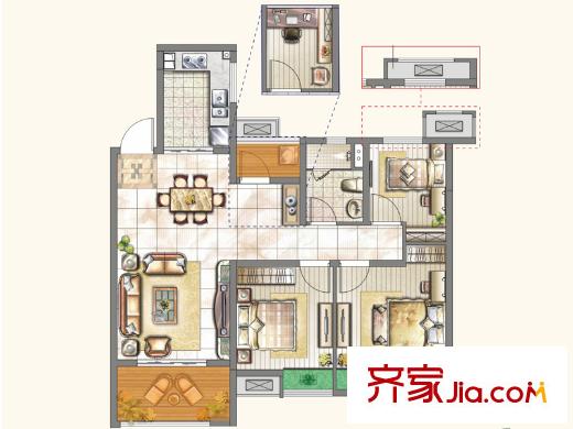 中海運(yùn)河丹堤高層GB-a戶型 3室2廳1衛(wèi)1廚
