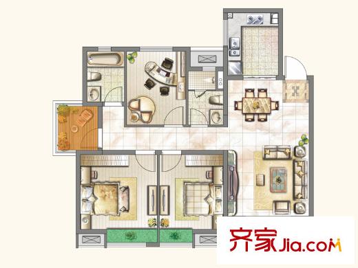 中海運河丹堤高層GC-a戶型 3室2廳2衛(wèi)1廚