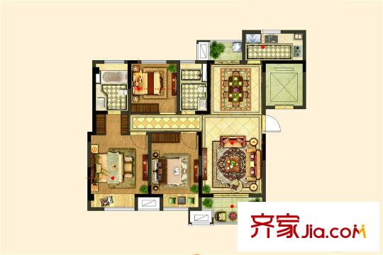 四季金輝B2戶型 3室2廳2衛(wèi)1廚
