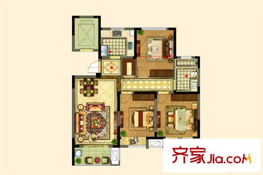 四季金輝F戶型 3室2廳1衛(wèi)1廚
