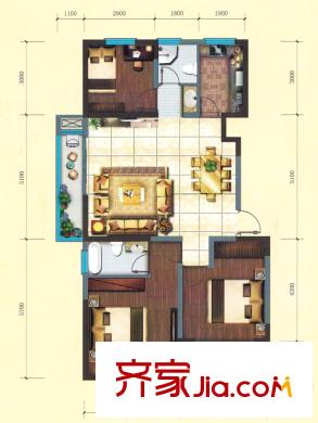 金榜龍城一期27號(hào)樓A戶型 3室2廳2衛(wèi)1廚