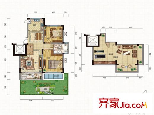 新筑璞園洋房C2庭院 2室2廳1衛(wèi)1廚