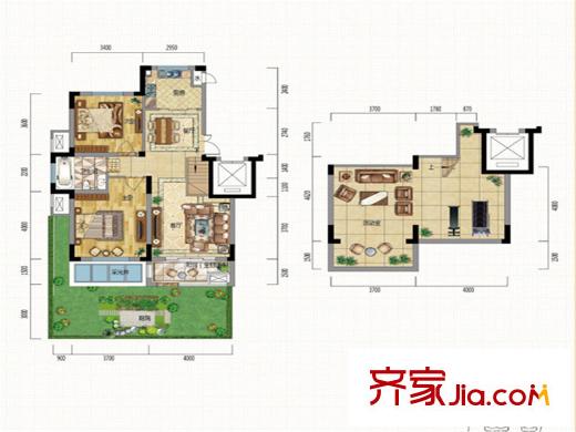 新筑璞園洋房C1庭院 2室2廳1衛(wèi)1廚