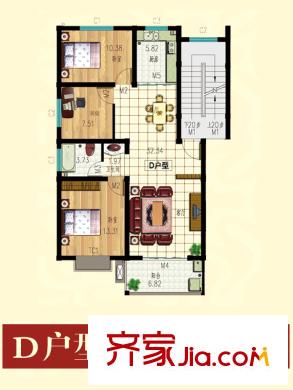 金達(dá)華府二期多層D戶型 3室2廳1衛(wèi)1廚