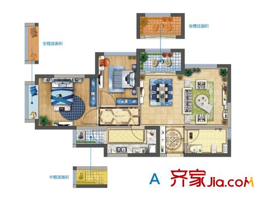 西恩DADA5#A1戶型 2室2廳1衛(wèi)1廚