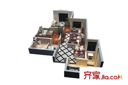 金陵廣場(chǎng)H戶型 2室2廳1衛(wèi)1廚