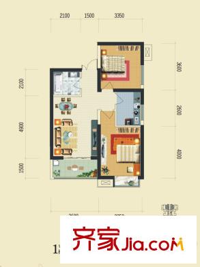 時代SOHO1號樓A戶型 2室2廳1衛(wèi)