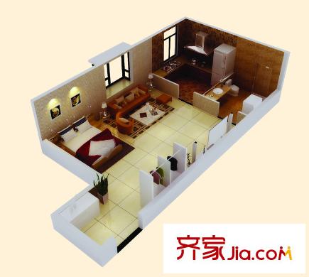 景都2號(hào)樓D戶型 2室1廳1衛(wèi)1廚