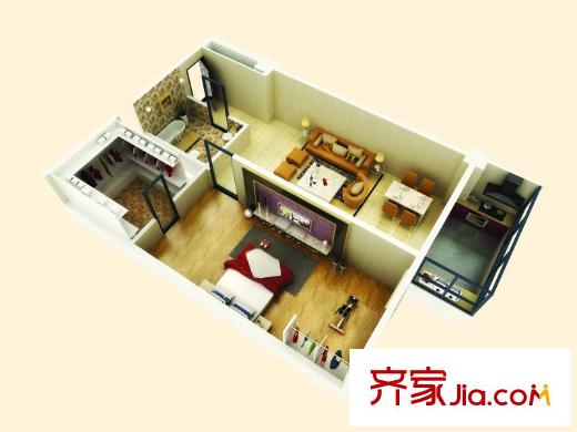 景都1號(hào)樓A戶型 1室1廳1衛(wèi)1廚