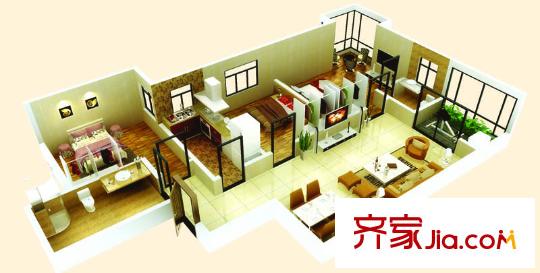 景都3、4號(hào)樓D戶型 2室2廳1衛(wèi)1廚