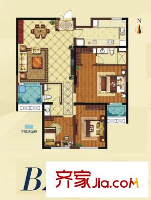 長樂新城B2戶型 3室3廳3衛(wèi)1廚