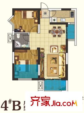 鉑廷4#B戶型 2室2廳1衛(wèi)1廚