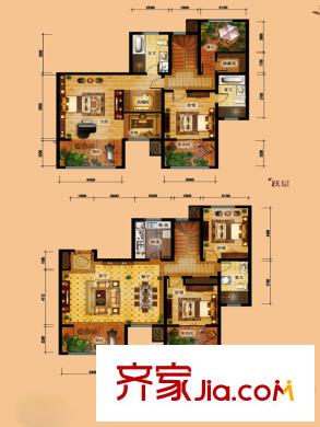 倚能維蘭德小鎮(zhèn)12/18/19號樓1單元2號房躍層戶型 5室2廳3衛(wèi)1廚