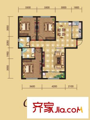明珠美麗島C戶(hù)型 3室2廳2衛(wèi)1廚