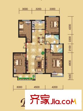 明珠美麗島D4戶(hù)型 4室2廳2衛(wèi)1廚
