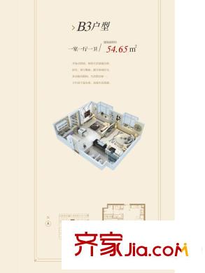 萬(wàn)景?少公館B3戶型 1室1廳1衛(wèi)1廚