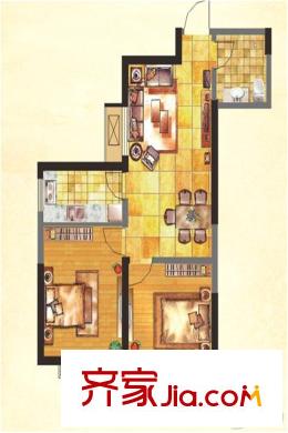 紫郡華宸6號(hào)樓72.77平米2室 2室2廳1衛(wèi)1廚