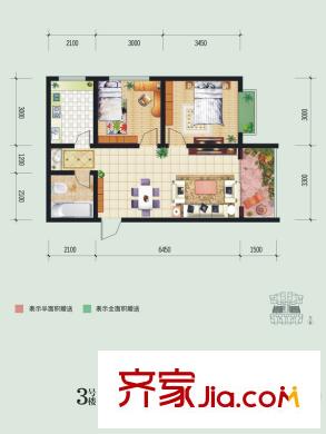 時代SOHO3號樓C戶型 2室2廳1衛(wèi)