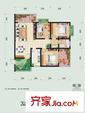 時代SOHO3號樓D戶型 3室2廳1衛(wèi)