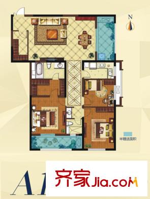 長樂新城A11戶型 3室2廳2衛(wèi)1廚