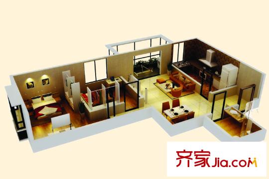 景都2號(hào)樓E戶型 1室1廳1衛(wèi)1廚