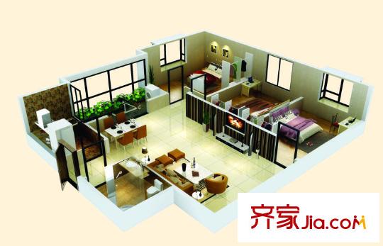 景都2號(hào)樓B戶型 2室2廳1衛(wèi)1廚