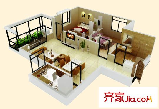 景都2號(hào)樓A戶型 2室2廳1衛(wèi)1廚
