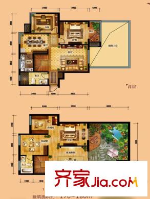 倚能維蘭德小鎮(zhèn)12/18/19號樓1單元1號房躍層戶型 5室2廳2衛(wèi)1廚