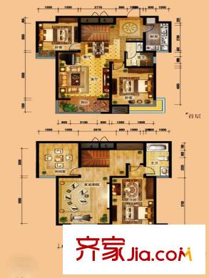 倚能維蘭德小鎮(zhèn)12/18/19號樓1單元2號房躍層戶型 5室2廳2衛(wèi)1廚