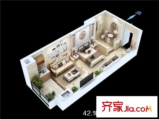 時(shí)豐中央公園原山3號(hào)樓B戶型 1室1廳1衛(wèi)1廚