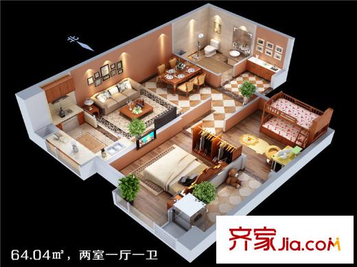 時(shí)豐中央公園原山3號(hào)樓D戶型 2室1廳1衛(wèi)1廚