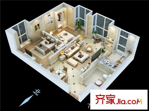 時(shí)豐中央公園原山3號(hào)樓E戶型 2室1廳1衛(wèi)1廚