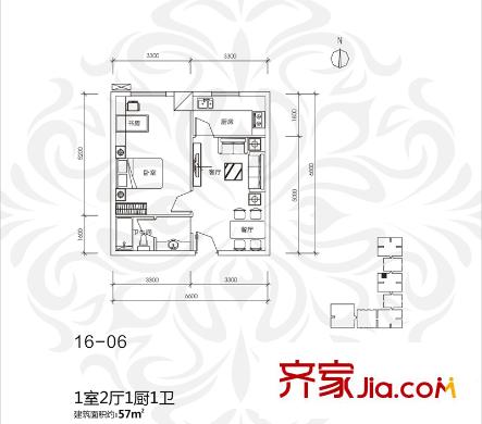 中貿(mào)廣場(chǎng)16號(hào)樓6層 1室2廳1衛(wèi)1廚