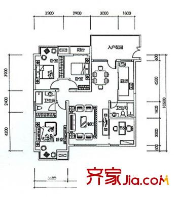 中貿(mào)廣場(chǎng)C戶型 4室2廳2衛(wèi)
