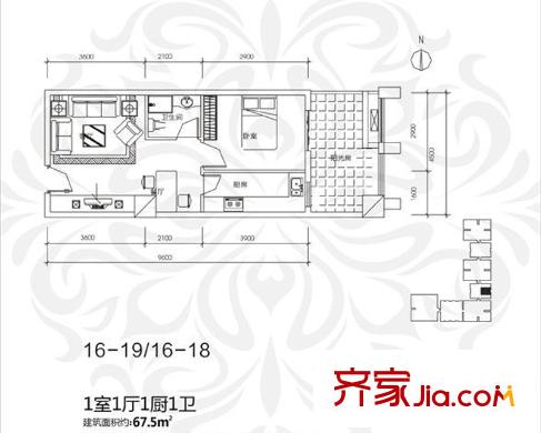 中貿(mào)廣場(chǎng) 16號(hào)樓18/19層  1室1廳1衛(wèi)1廚