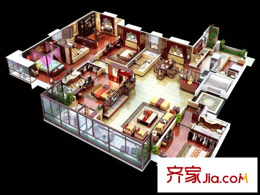 西市佳境二期1-6號(hào)樓269平戶型 4室2廳2衛(wèi)1廚